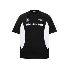 Color Block Splicing Racing Suit Short Sleeve T-Shirt Men's Clean Fit Style Loose Round Neck Half Sleeve Shirt