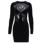 Hollow-out Transparent Fitted Long-sleeved Bodycon Dress