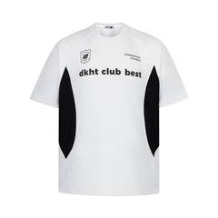 Color Block Splicing Racing Suit Short Sleeve T-Shirt Men's Clean Fit Style Loose Round Neck Half Sleeve Shirt