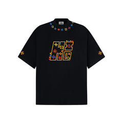 Retro Ethnic Embroidered Short Sleeve T-Shirt Men's Casual Versatile Couple Top