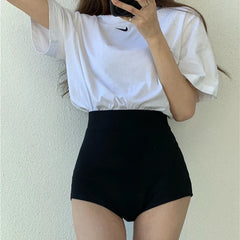 Women Shorts All-match Black Skinny Sexy Girl High Waist Stretchy Fashion Aesthetic Night Club Dance Wear Summer Korean Hotsweet