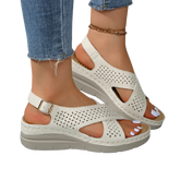 Hollow cross strap thick soled sandals for women, lightweight wedge and beach sandals