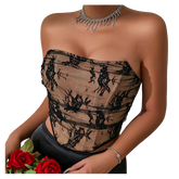 Party Lace Spicy Girl Exposed Back Tube Top