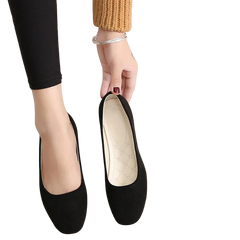 Women Suede Loafers Flat Heel Shallow Female Shoes Spring Summer Square Toe Basic Concise Women Pumps Size 36-43