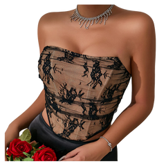 Party Lace Spicy Girl Exposed Back Tube Top