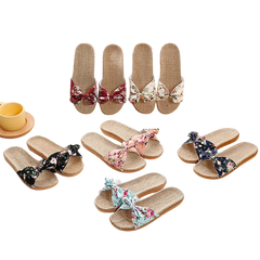Shoes For Woman Sandalias Mujer Women Female Bowknot Flax Linen Flip Flops Beach Shoes Sandals Slipper Chaussures Femme