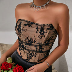 Party Lace Spicy Girl Exposed Back Tube Top