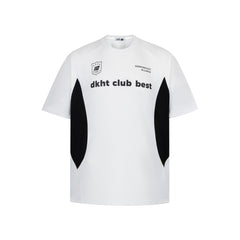 Color Block Splicing Racing Suit Short Sleeve T-Shirt Men's Clean Fit   Style Loose Round Neck Half Sleeve Shirt