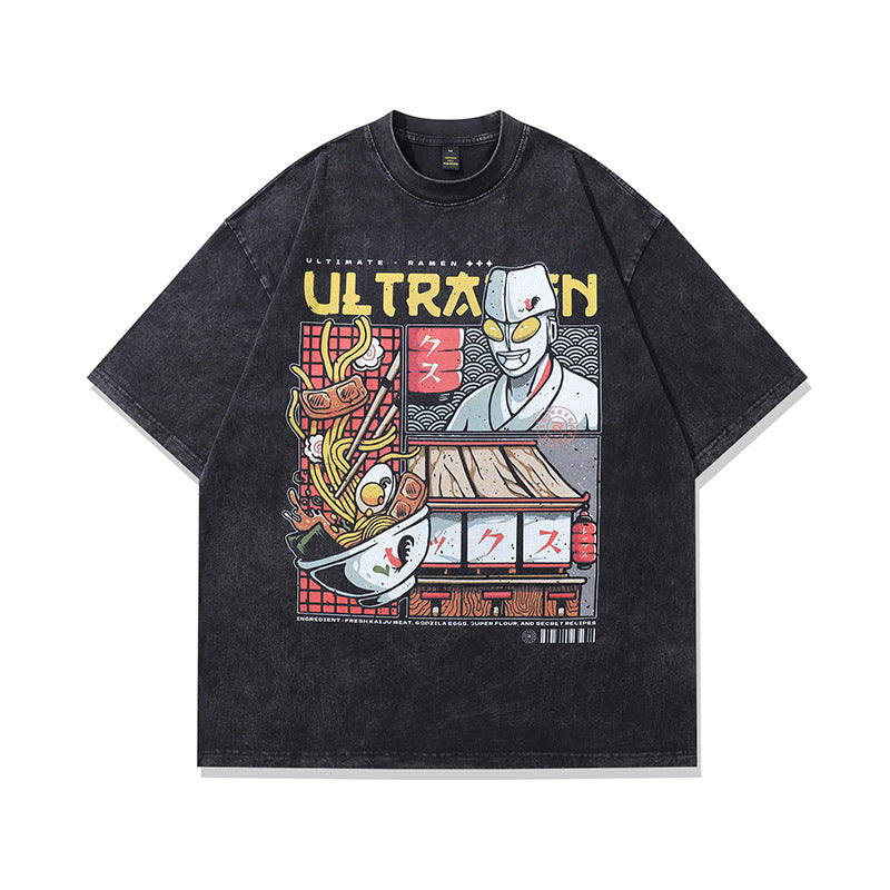 T-Shirt Water-Washed Loose Fit Pure Cotton Short Sleeve Tee