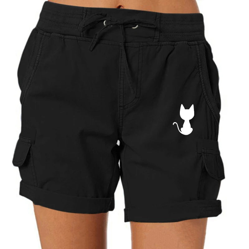 Women Shorts Solid Fashion Drawstring Pants Streetwear Clothing Casual Female Summer Clothing Cargo Bottoms