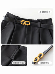 FSLE Minimalism Style Casual White Shorts For Women Summer New Arrival High Waist Shorts Jeans Female With Belt Loose Shorts