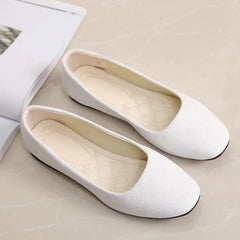 Women Suede Loafers Flat Heel Shallow Female Shoes Spring Summer Square Toe Basic Concise Women Pumps Size 36-43