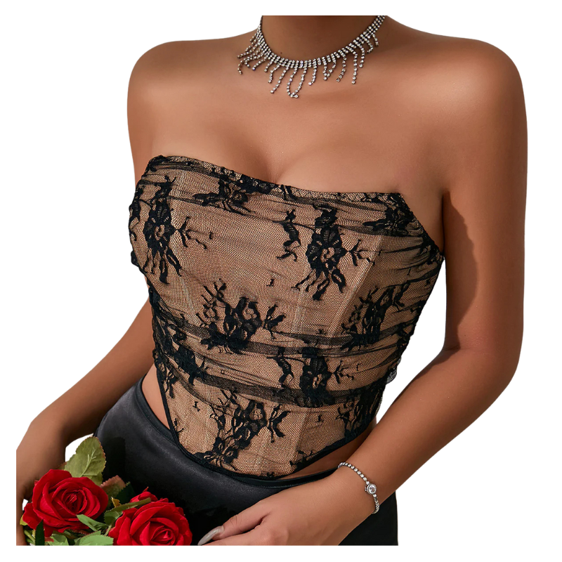 Party Lace Spicy Girl Exposed Back Tube Top